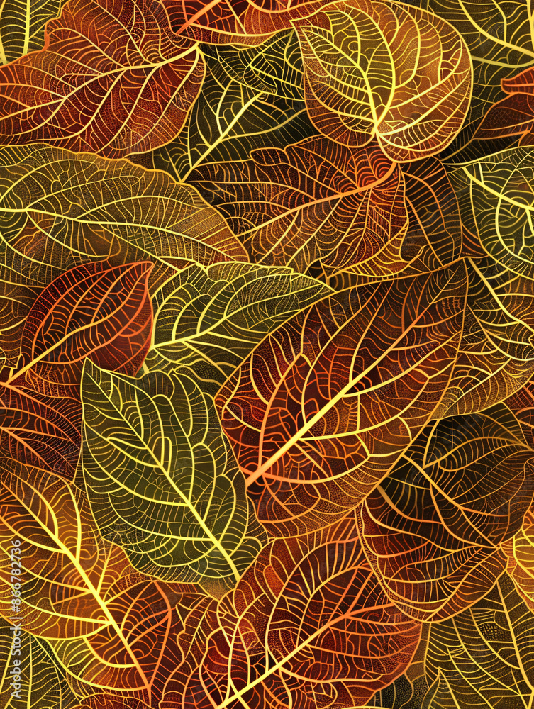 Poster autumn leaves seamless pattern forming a textured backdrop