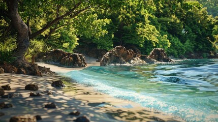 Stony Shoreline of a Tropical Island
