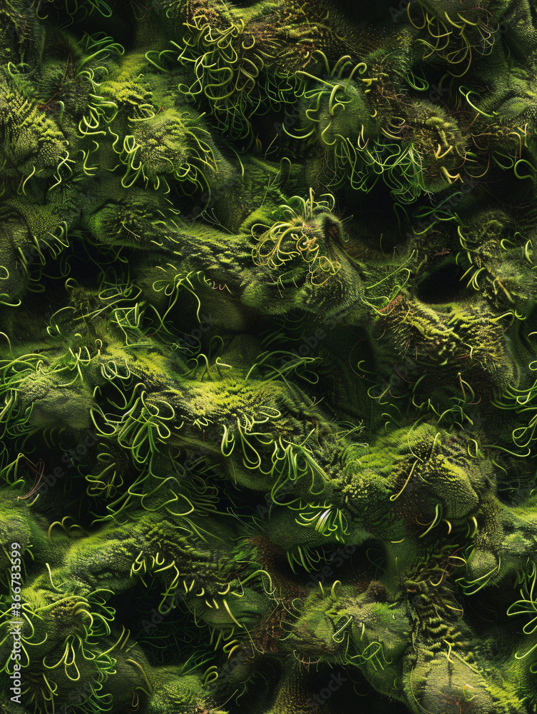 Poster intricate organic design with an abstract green pattern, perfect for backgrounds and textures
