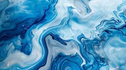 Naklejka premium Abstract liquid marble design with blue and white swirls, modern and artistic look, dynamic and fluid