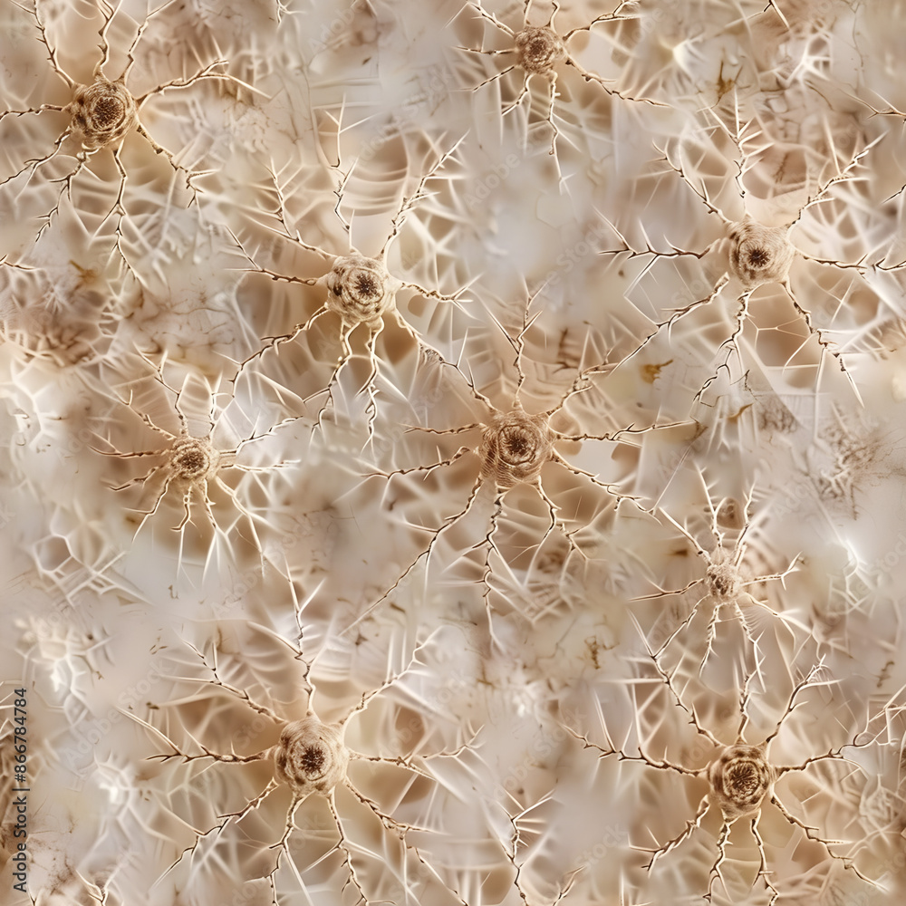 Poster seamless pattern showing a network of neurons connecting in the brain