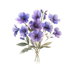 purple flowers bouquet vector illustration in watercolor style