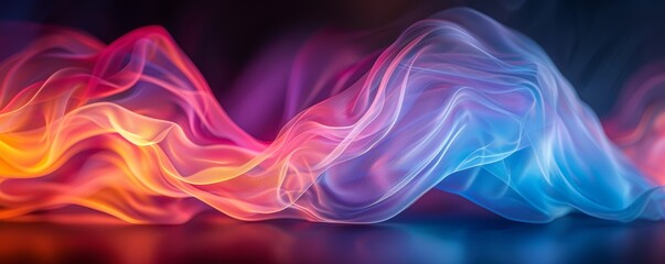 Obraz premium Abstract, flowing light waves in multiple colors on a black background, creating a dynamic and vibrant visual effect