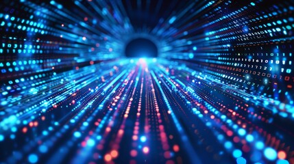 Naklejka premium Modern glowing tunnel in vibrant colors. Technology light design future