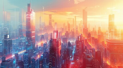 Fototapeta premium A cityscape with smart city features