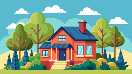 illustration of a house with trees