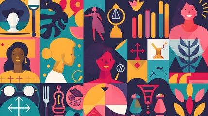 Set of graphic resources for social justice and advocacy including icons representing equality diversity inclusion and human rights suitable for nonprofit organizations and social impact campaigns