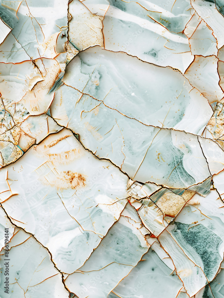 Poster Natural stone surface creating an exquisite and opulent appearance with unique crack patterns