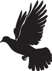 Dove flying black silhouette  
