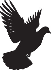 Dove flying black silhouette  