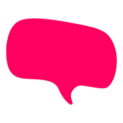 A large, bright pink speech bubble shape