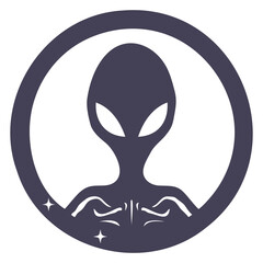 A gray alien head icon with a circular border