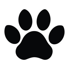 Black silhouette of a paw print, isolated.