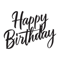happy birthday typography in black color with white background