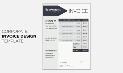 Minimal flyer template design or modern and clean business invoice template design layout .