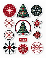 merry christmas icon element set