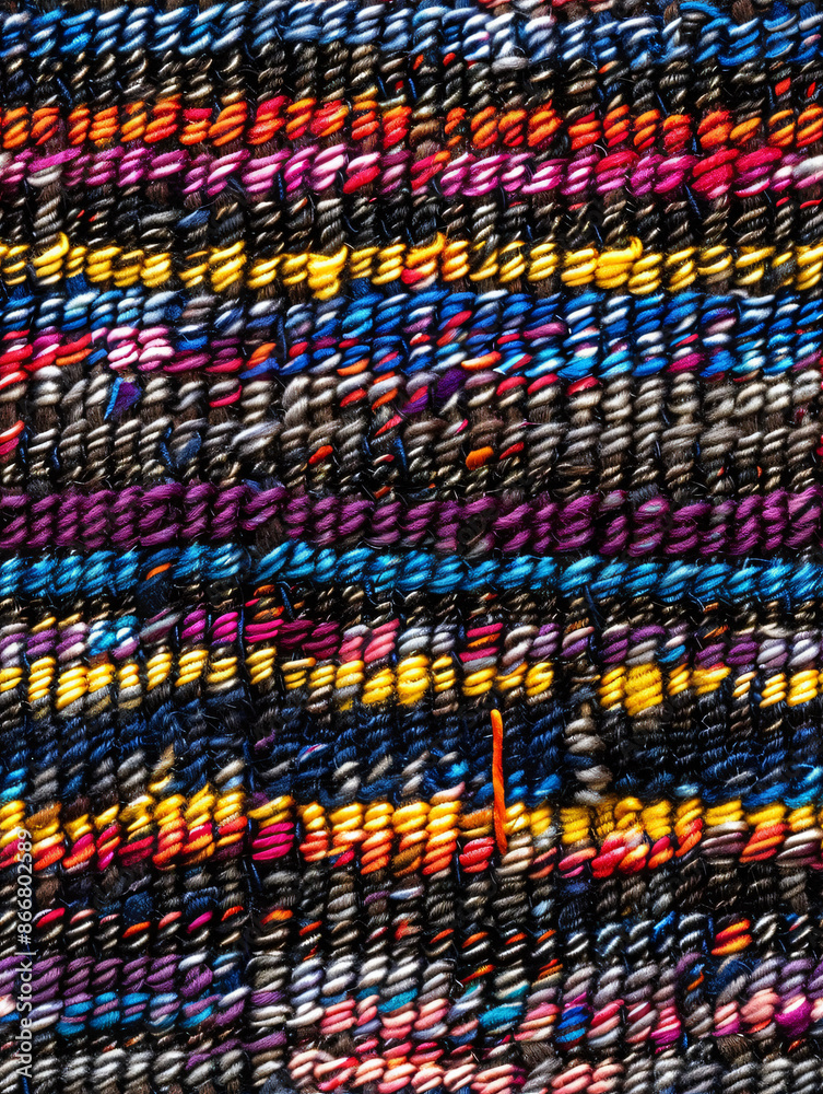 Poster Vibrant woven fabric texture displaying a captivating and dazzling pattern