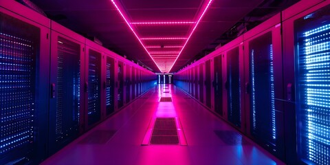 Fototapeta premium Boreas north wind caused giant supercomputer processors to overheat. Concept Cybersecurity, Climate Change, Technology, Boreas Mythology, Overheating Servers