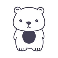 A cute and simple cartoon polar bear with a round body and big eyes
