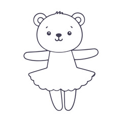 A cute white teddy bear wearing a white tutu dress