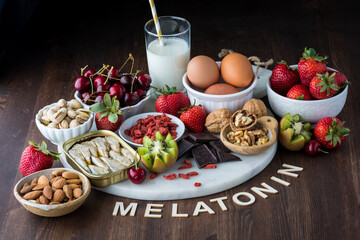 A variety of foods that are good for boosting melatonin in the body.