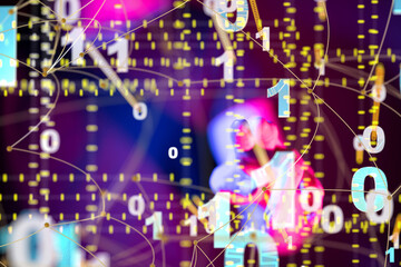 Obraz premium Global network. Blockchain. 3D illustration. Neural networks and artificial intelligence. Abstract