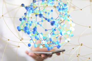 Neural network concept. Connected cells with links.