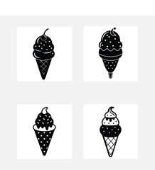 Cone ice cream vector logo illustration