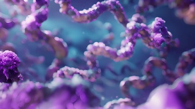 Microscopic animation of a chromosomes nucleolus organizer region NOR a specialized area that contains genes responsible for rie production.
