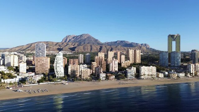 Benidorm Poniente Beach skyscrapers aerial view