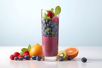 Refreshing Berry Smoothie with Fresh Tropical Fruits