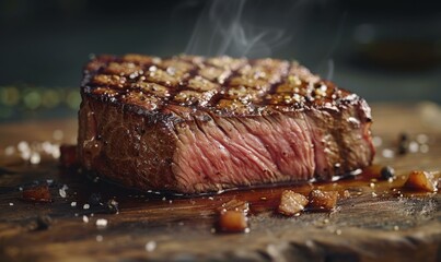 A juicy and tender steak, cooked to perfection. AI.