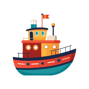 colorful cartoon boat on white background clip art preview