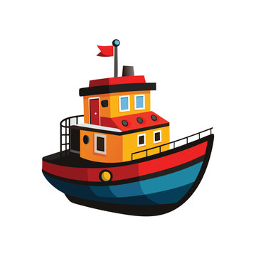 colorful cartoon tugboat isolated white clip art preview