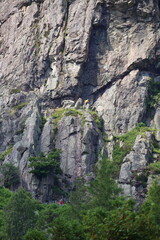 Climbers on Raven Crag langdale.