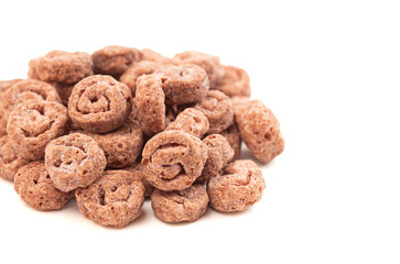 Chocolate Swiss Roll Flavored Breakfast Cereal Isolated on White Background
