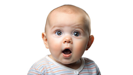 A Confused Baby With Wide Eyes and Open Mouth