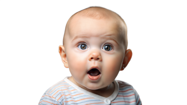 A Confused Baby With Wide Eyes and Open Mouth