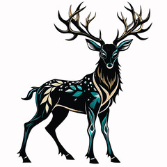 deer silhouette vector art, vector black color silhouette 