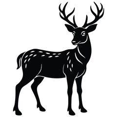 Obraz premium deer silhouette vector art, vector black color silhouette 