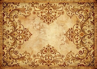 Rustic, distressed paper textures blended with ornate, curved borders, and bold, classic typography, evoking a sense of nostalgia and antique charm.