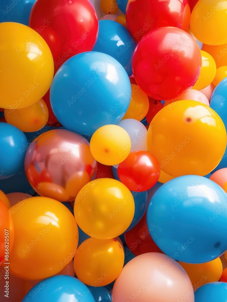 Poster A close-up shot of balloons in various colors, likely decorating an office event. The balloons are arranged in a random pattern and appear to be part of a larger display. Generative AI