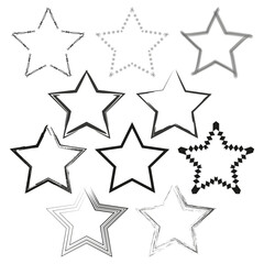 Star frame set. Various border designs. Black and white contrast. Vector illustration.