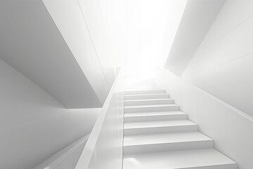 Stairway, Architectural Minimal, Gradient light play, Vertical panorama