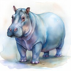 Obraz premium hippopotamus. watercolor art illustration.