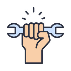 Fast Repair and Maintenance Service Icon. Hand Holding a Wrench