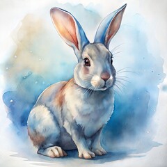rabbit. watercolor art illustration.