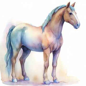 horse. watercolor art illustration.