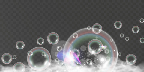 Air bubbles.Soap foam vector illustration on a transparent background.
