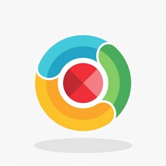 base de logo cercle avec tranches color&eacute;es en ia spirale et r&eacute;ussite entreprise